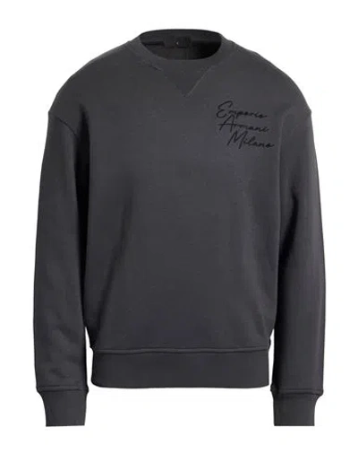 Emporio Armani Man Sweatshirt Lead Size L Cotton, Modal In Gray