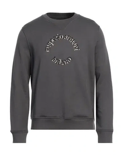 Emporio Armani Man Sweatshirt Lead Size Xl Modal, Cotton, Elastane In Grey