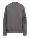 Emporio Armani Man Sweatshirt Lead Size M Cotton, Polyester, Elastane, Polyamide, Polyurethane In Grey