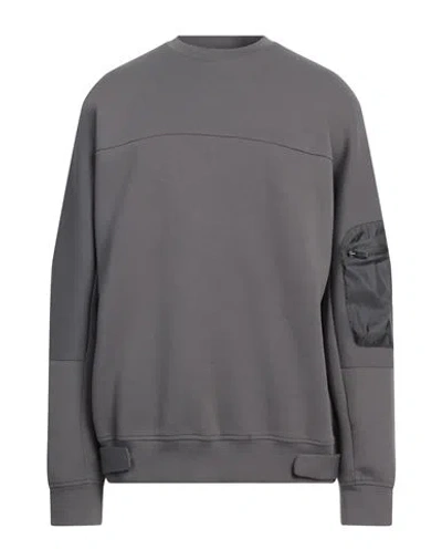 Emporio Armani Man Sweatshirt Lead Size M Cotton, Polyester, Elastane, Polyamide, Polyurethane In Grey