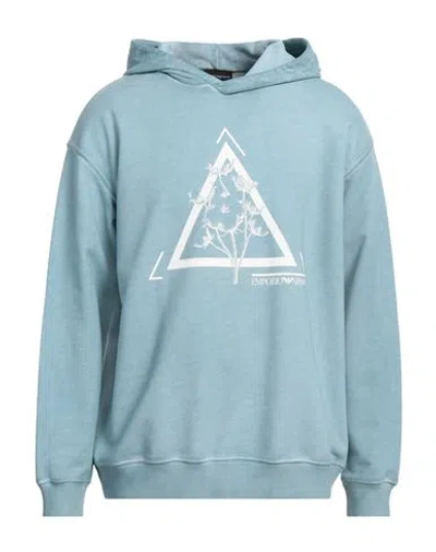 Emporio Armani Man Sweatshirt Light Blue Size M Cotton, Elastane