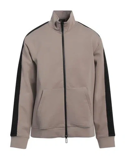 Emporio Armani Man Sweatshirt Light Brown Size L Cotton, Polyester, Elastane, Polyamide In Beige