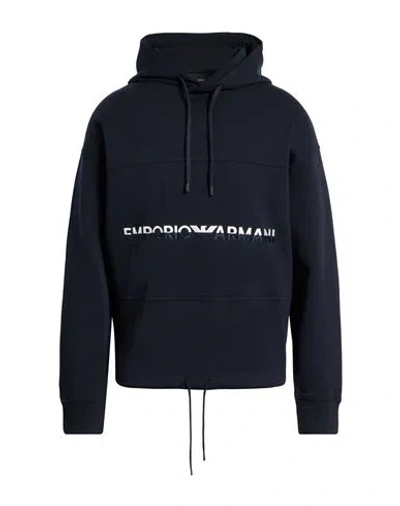 Emporio Armani Man Sweatshirt Midnight Blue Size L Cotton, Polyester, Elastane In Black