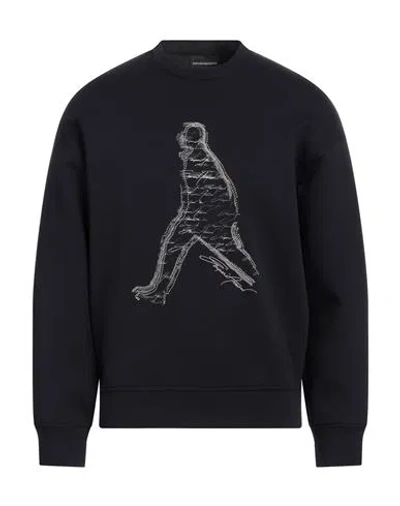 Emporio Armani Man Sweatshirt Midnight Blue Size S Cotton, Polyester, Elastane