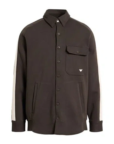 Emporio Armani Man Sweatshirt Military Green Size L Cotton, Polyester, Elastane In Brown