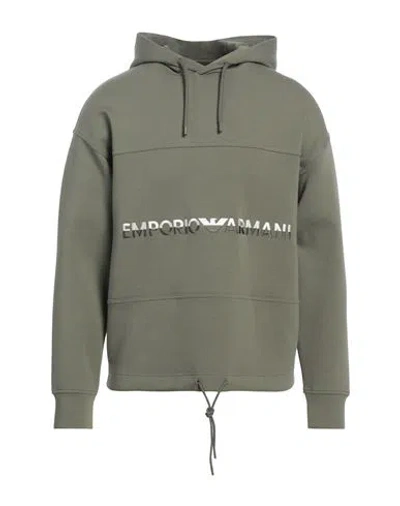 Emporio Armani Man Sweatshirt Military Green Size M Cotton, Polyester, Elastane
