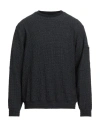 Emporio Armani Man Sweatshirt Navy Size 40 Virgin Wool, Elastane In Navy Blue