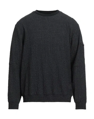 Emporio Armani Man Sweatshirt Navy Size 40 Virgin Wool, Elastane In Navy Blue