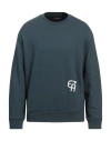 Emporio Armani Man Sweatshirt Deep Teal Size L Cotton, Modal, Elastane In Navy