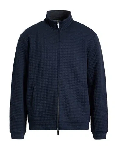Emporio Armani Man Sweatshirt Navy Size M Polyester, Viscose, Elastane In Blue