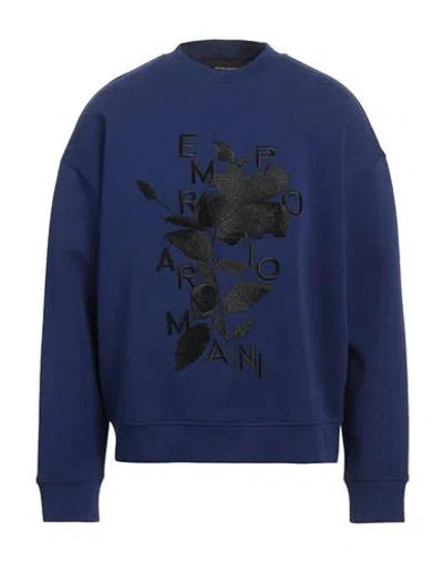 Emporio Armani Man Sweatshirt Navy Size Xxl Cotton, Polyester, Elastane