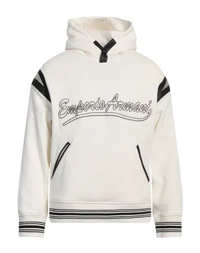Emporio Armani Man Sweatshirt Off White Size M Cotton, Polyurethane, Polyester, Elastane In Gold