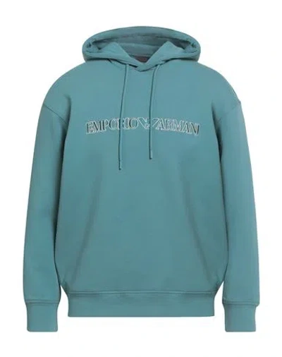Emporio Armani Man Sweatshirt Pastel Blue Size L Cotton, Polyester, Elastane