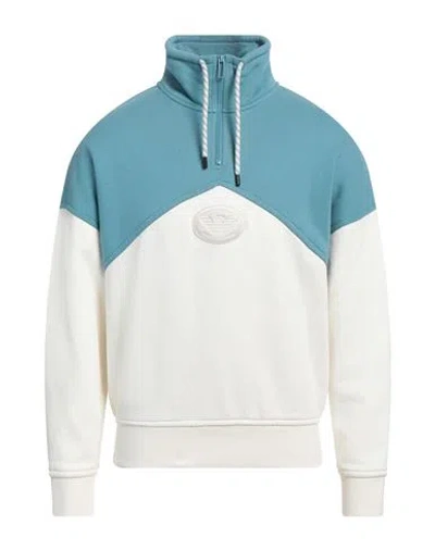 Emporio Armani Man Sweatshirt Pastel Blue Size S Cotton, Elastane