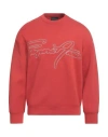 Emporio Armani Man Sweatshirt Rust Size L Cotton, Polyester, Elastane In Red
