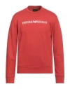 Emporio Armani Man Sweatshirt Rust Size S Cotton, Modal In Red