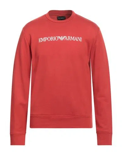 EMPORIO ARMANI EMPORIO ARMANI MAN SWEATSHIRT RUST SIZE M MODAL, COTTON