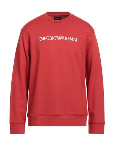 Emporio Armani Man Sweatshirt Rust Size S Cotton, Modal In Red