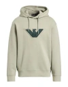 Emporio Armani Man Sweatshirt Sage Green Size L Cotton, Polyester, Elastane In Gray