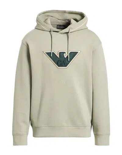Emporio Armani Man Sweatshirt Sage Green Size L Cotton, Polyester, Elastane In Gray