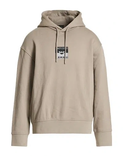 Emporio Armani Man Sweatshirt Sage Green Size Xs Cotton, Elastane In Brown