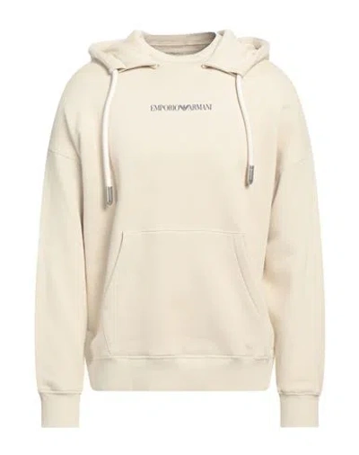 Emporio Armani Man Sweatshirt Sand Size L Cotton, Elastane In Beige