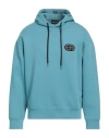Emporio Armani Man Sweatshirt Sky Blue Size S Cotton, Polyester, Elastane