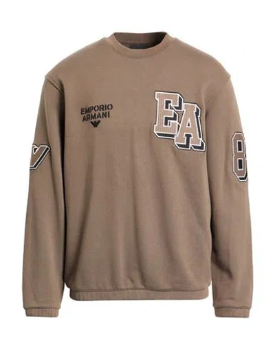 Emporio Armani Man Sweatshirt Taupe Size L Cotton In Brown