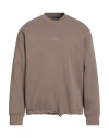 Emporio Armani Man Sweatshirt Taupe Size L Cotton, Polyester, Elastane In Brown