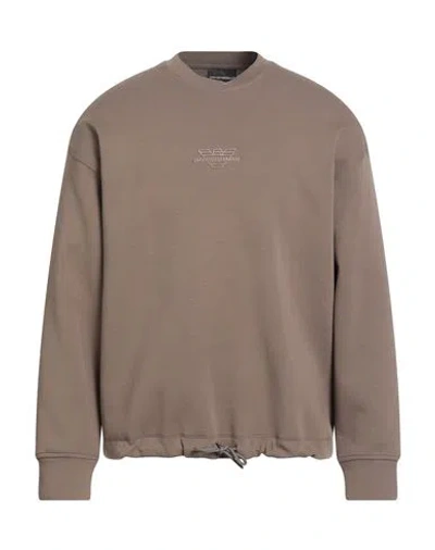 Emporio Armani Man Sweatshirt Taupe Size L Cotton, Polyester, Elastane In Brown