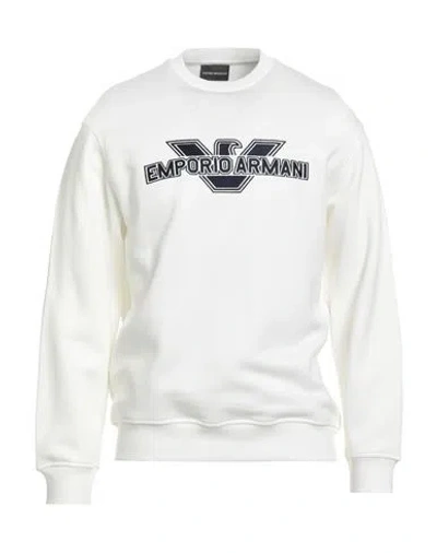 Emporio Armani Man Sweatshirt White Size L Cotton, Modal, Elastane