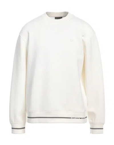 Emporio Armani Man Sweatshirt White Size L Cotton, Polyester, Elastane In Neutral