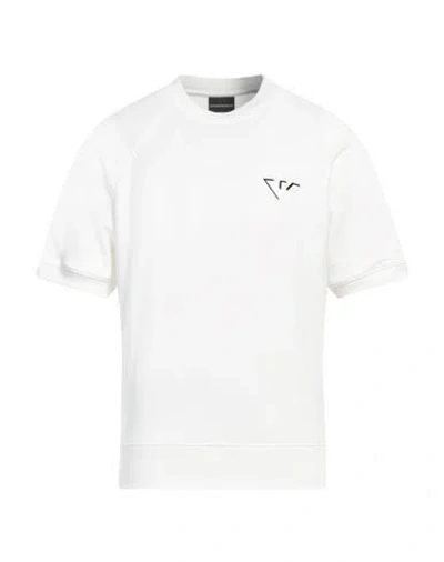 Emporio Armani Man Sweatshirt White Size L Modal, Cotton, Elastane