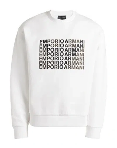 Emporio Armani Man Sweatshirt White Size S Cotton, Polyester, Elastane In White
