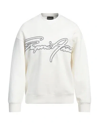 Emporio Armani Man Sweatshirt White Size M Cotton, Polyester, Elastane In White