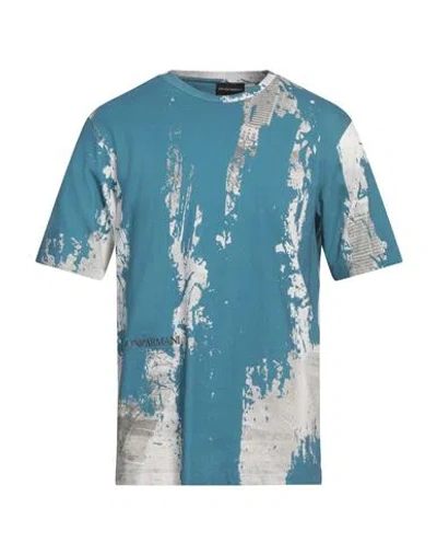 Emporio Armani Man T-shirt Azure Size L Cotton In Blue