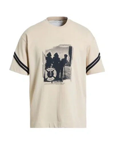Emporio Armani Man T-shirt Beige Size L Cotton In Neutral