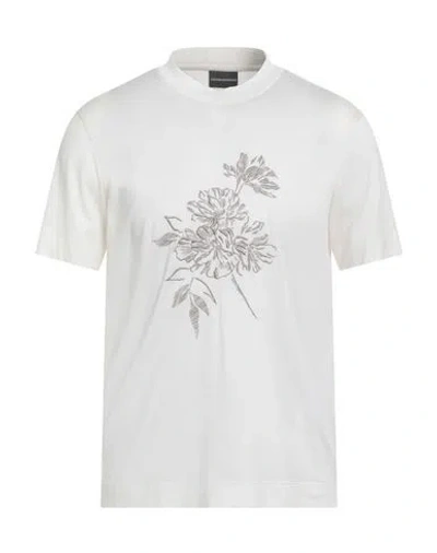 Emporio Armani Man T-shirt Beige Size S Lyocell, Cotton In White