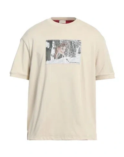 Emporio Armani Man T-shirt Beige Size Xxl Cotton, Polyester