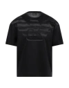 Emporio Armani Man T-shirt Black Size M Lyocell, Cotton In Black