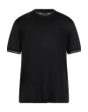 Emporio Armani Man T-shirt Black Size L Lyocell, Cotton In Black