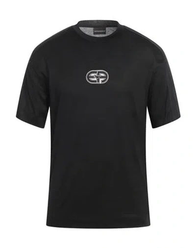 Emporio Armani Man T-shirt Black Size M Lyocell, Cotton In Black