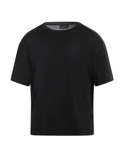 Emporio Armani Man T-shirt Black Size L Lyocell, Cotton, Polyamide, Polyester, Elastane