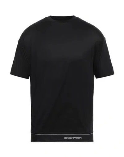 Emporio Armani Man T-shirt Black Size L Lyocell, Cotton, Polyester, Elastane, Polyamide In Black