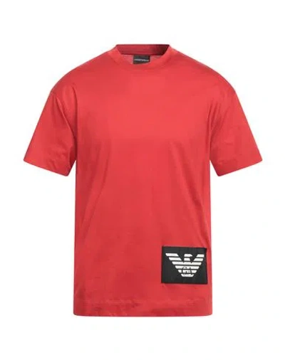 Emporio Armani Man T-shirt Brick Size L Cotton In Red