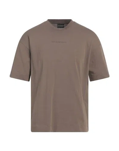 Emporio Armani Man T-shirt Brown Size L Cotton
