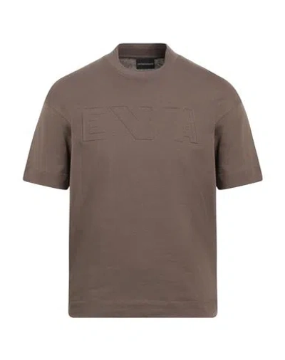 Emporio Armani Man T-shirt Brown Size S Cotton