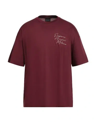 Emporio Armani Man T-shirt Burgundy Size L Cotton