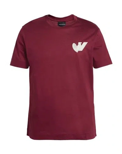 Emporio Armani Man T-shirt Burgundy Size L Cotton In Red