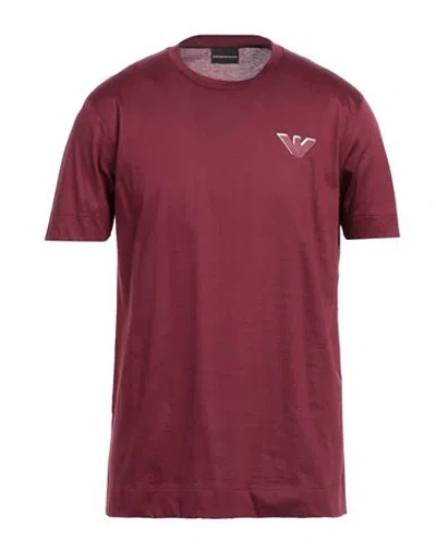 Emporio Armani Man T-shirt Burgundy Size M Cotton In Red